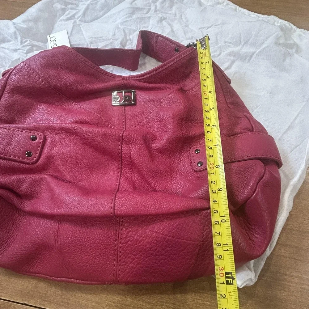 Joe's Hobo Bag Womens Large Raspberry Leather Studded Shoulder Purse Dust Bag
